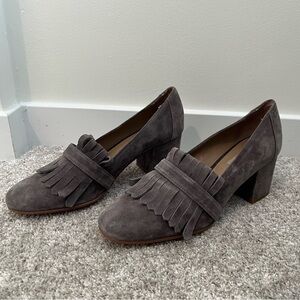 Steve Madden Kate fringe suede block-heel pumps - gray, 8.5